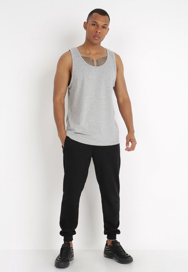 Born2be - Jasnoszara Koszulka Tolyrtus. Kolor: szary. Materiał: tkanina, bawełna. Długość rękawa: na ramiączkach. Wzór: jednolity, gładki