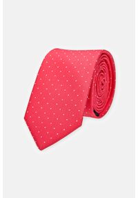 Lancerto - Krawat Czerwony w Kropki. Kolor: czerwony. Materiał: mikrofibra. Wzór: kropki