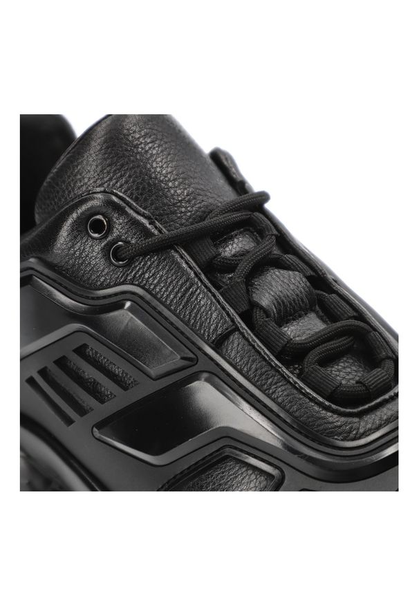 Czarne Sneakersy John Doubare Obuwie Męskie Na Platformie. Kolor: czarny. Materiał: skóra, guma. Szerokość cholewki: normalna. Wzór: geometria. Sezon: lato. Obcas: na platformie