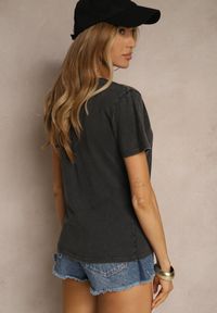 Renee - Czarny T-shirt z Bawełny z Nadrukiem Inaren. Okazja: na co dzień. Kolor: czarny. Materiał: bawełna. Wzór: nadruk. Styl: klasyczny, casual #4