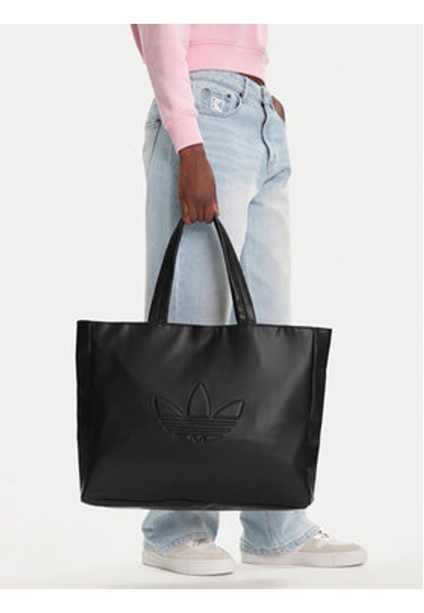 Adidas - adidas Torebka Polyurethane Shopper Outline Trefoil JC6000 Czarny. Kolor: czarny. Materiał: skórzane