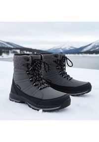 Śniegowce zimowe wodoodporne sznurowane szare DK 2104. Kolor: szary. Materiał: materiał. Sezon: zima #1
