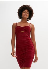 bonprix - Sukienka z wycięciem. Kolor: czerwony. Długość: mini