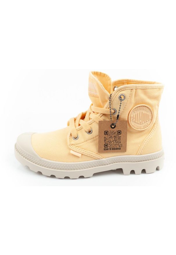 Buty sportowe za kostkę damskie Palladium Pampa Hi. Wysokość cholewki: za kostkę. Kolor: pomarańczowy. Materiał: jeans. Sport: turystyka piesza