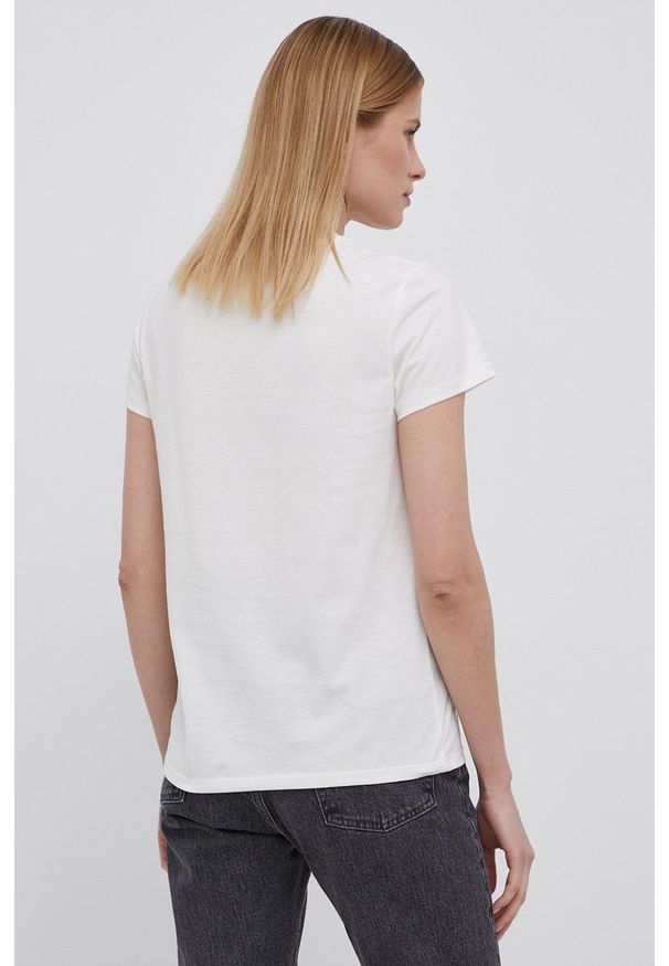 Levi's® - Levi's t-shirt bawełniany kolor beżowy. Okazja: na co dzień, na spotkanie biznesowe. Kolor: beżowy. Materiał: bawełna. Wzór: nadruk. Styl: biznesowy, casual