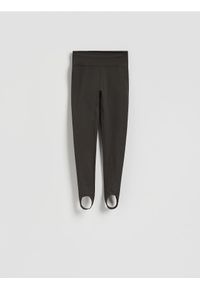 Reserved - Legginsy z zapiętkami - szary. Kolor: szary. Materiał: tkanina