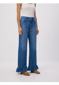 Reserved - Jeansy z falbankami - niebieski. Kolor: niebieski
