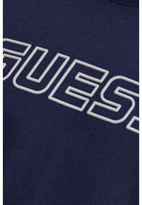 Guess - GUESS Granatowa męska bluza z lampasami Arlo Cn. Okazja: do domu, na co dzień. Kolor: niebieski. Materiał: bawełna, elastan. Długość rękawa: długi rękaw. Długość: długie. Styl: casual #3