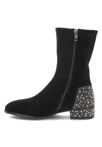 Czarne Botki S.Barski Buty Damskie Zapinane Na Suwak. Okazja: na co dzień. Kolor: czarny. Materiał: materiał. Szerokość cholewki: normalna. Obcas: na obcasie. Styl: casual, glamour. Wysokość obcasa: niski #5