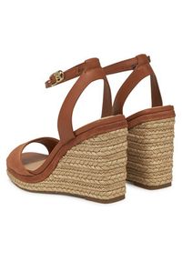 TOMMY HILFIGER - Tommy Hilfiger Espadryle Leather & Suede High Wedge Espad FW0FW08803 Brązowy. Kolor: brązowy. Materiał: skóra #6