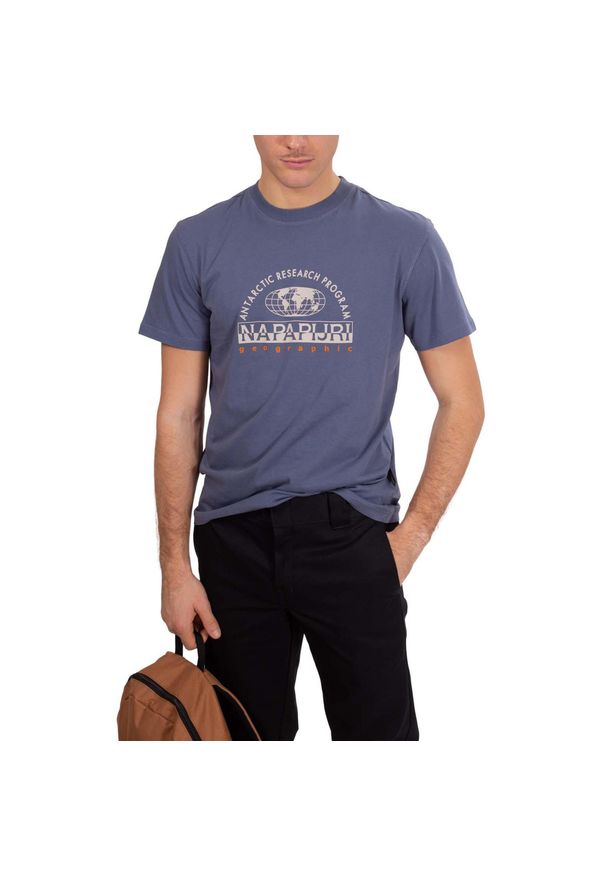 Koszulka turystyczna męska Napapijri. Kolor: wielokolorowy, niebieski, turkusowy. Sport: turystyka piesza