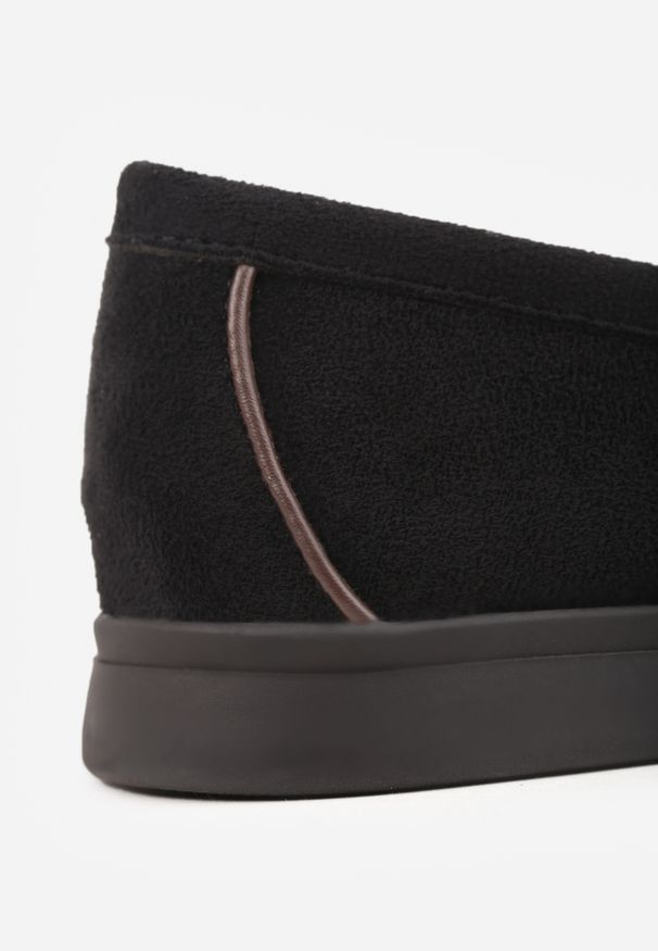 Renee - Czarne Mokasyny VICES z Imitacji Zamszu z Wkładką ze Skóry Naturalnej Dispova. Okazja: na co dzień. Kolor: czarny. Materiał: zamsz, skóra. Styl: elegancki, casual