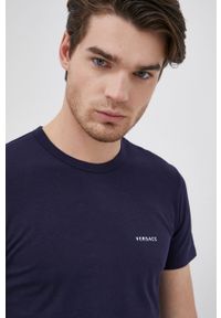 VERSACE - Versace T-shirt (2-pack) męski kolor granatowy gładki. Okazja: na co dzień. Kolor: niebieski. Materiał: dzianina. Wzór: gładki. Styl: casual