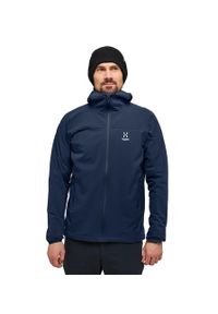 Haglöfs - Kurtka przeciwdeszczowa męska Move Softshell Hood. Kolor: niebieski. Materiał: softshell