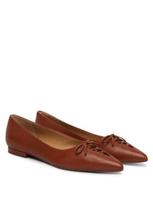 Lauren Ralph Lauren - LAUREN RALPH LAUREN Baleriny 802P06376001 Brązowy. Kolor: brązowy. Materiał: skóra