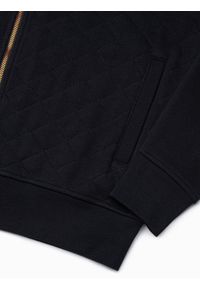 Ombre Clothing - Bluza męska bomberka z naszywkami - czarna V1 B1422 - XXL. Kolor: czarny. Materiał: poliester, elastan, bawełna. Wzór: aplikacja #8