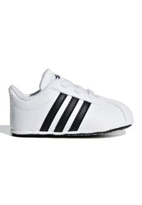Adidas - Buty adidas Vl Court 2.0 Jr F36605 białe. Kolor: biały. Materiał: syntetyk, materiał, tkanina