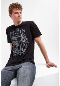 Philipp Plein - T-shirt męski PHILIPP PLEIN. Materiał: prążkowany. Długość rękawa: krótki rękaw. Długość: krótkie. Wzór: aplikacja, nadruk