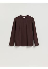 Reserved - Longsleeve regular z przeszyciami - ciemnobrązowy. Kolor: brązowy. Materiał: bawełna. Długość rękawa: długi rękaw #1