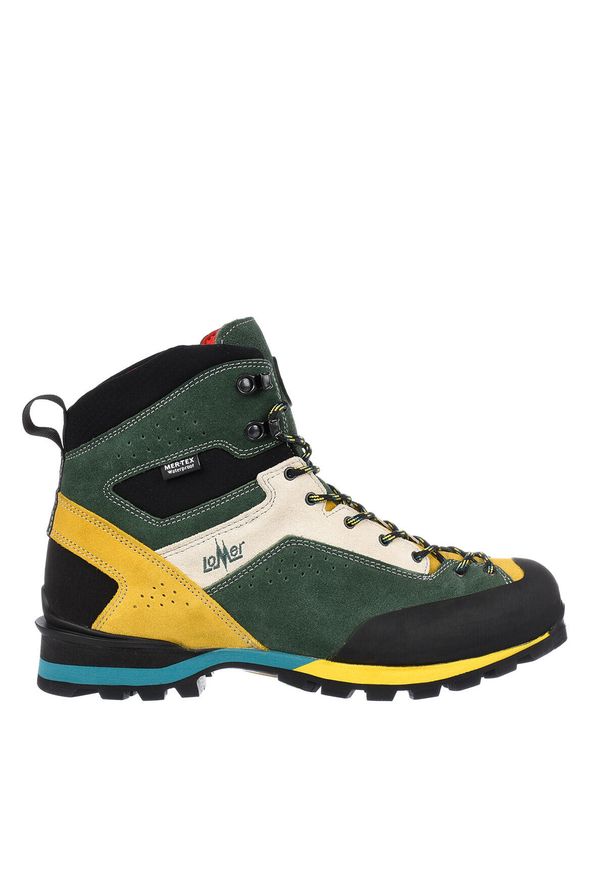 Buty trekkingowe LOMER Badia High Mtx wysokie zamsz. Kolor: zielony. Materiał: zamsz. Wzór: kolorowy