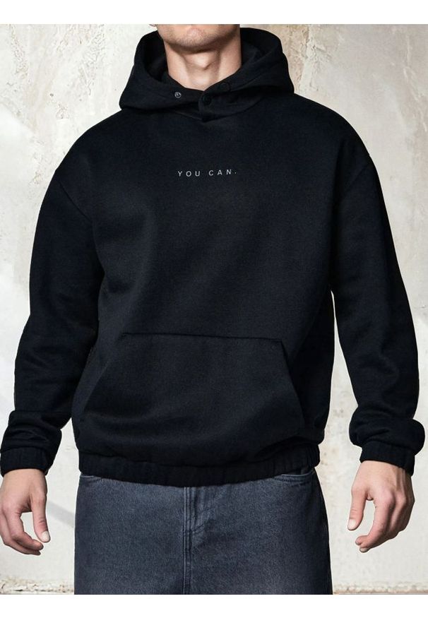 Sinsay - Bluza hoodie - czarny. Kolor: czarny