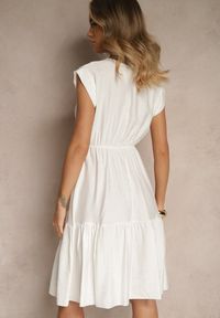 Renee - Biała Rozkloszowana Sukienka z Wiskozy Linurea. Okazja: na co dzień. Kolor: biały. Materiał: wiskoza. Styl: klasyczny, elegancki, casual #5
