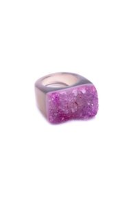 Brazi Druse Jewelry - Pierścionek Agat Druza Szaro-Różowy rozmiar 17. Kolor: różowy, wielokolorowy, szary. Kamień szlachetny: agat #1