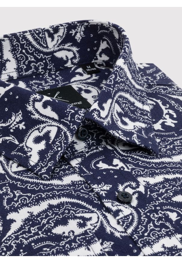 Pako Lorente - PAKO LORENTE – Granatowa koszula w oryginalny wzór. Okazja: na co dzień. Kolor: niebieski. Styl: casual