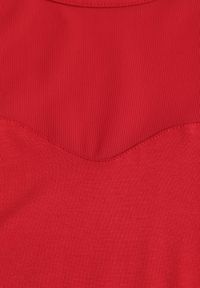 Born2be - Czerwona Bluzka z Siateczkową Górą i Półgolfem Lufenna. Kolor: czerwony. Materiał: wiskoza. Styl: elegancki #4