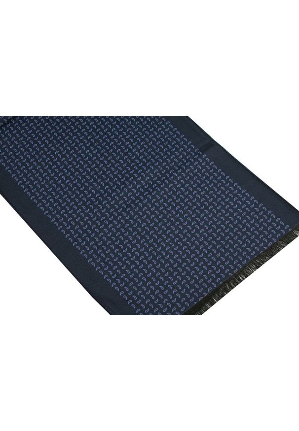 Elegancki Szalik Bawełniany - Alties - Granatowy w Drobny Wzór. Kolor: niebieski. Materiał: bawełna. Sezon: jesień, zima. Styl: elegancki