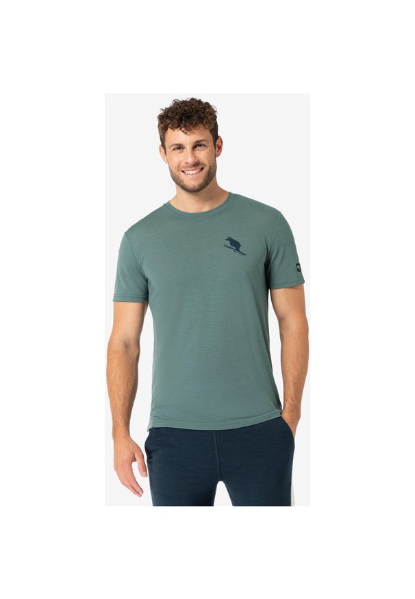 Koszulka z krótkim rękawem męska SUPER.NATURAL M Little Flear Tee. Kolor: zielony. Długość rękawa: krótki rękaw. Długość: krótkie