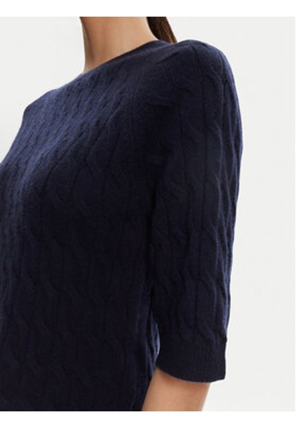 Marella Sweter Franz 2523366084 Granatowy Regular Fit. Kolor: niebieski. Materiał: kaszmir, wełna