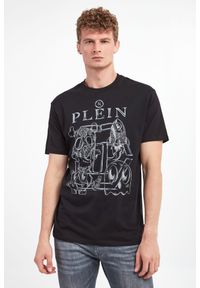 Philipp Plein - T-shirt męski PHILIPP PLEIN. Materiał: prążkowany. Długość rękawa: krótki rękaw. Długość: krótkie. Wzór: aplikacja, nadruk