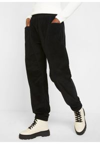 bonprix - Spodnie sztruksowe z mieszanki bawełny. Kolor: czarny. Materiał: sztruks, bawełna #1