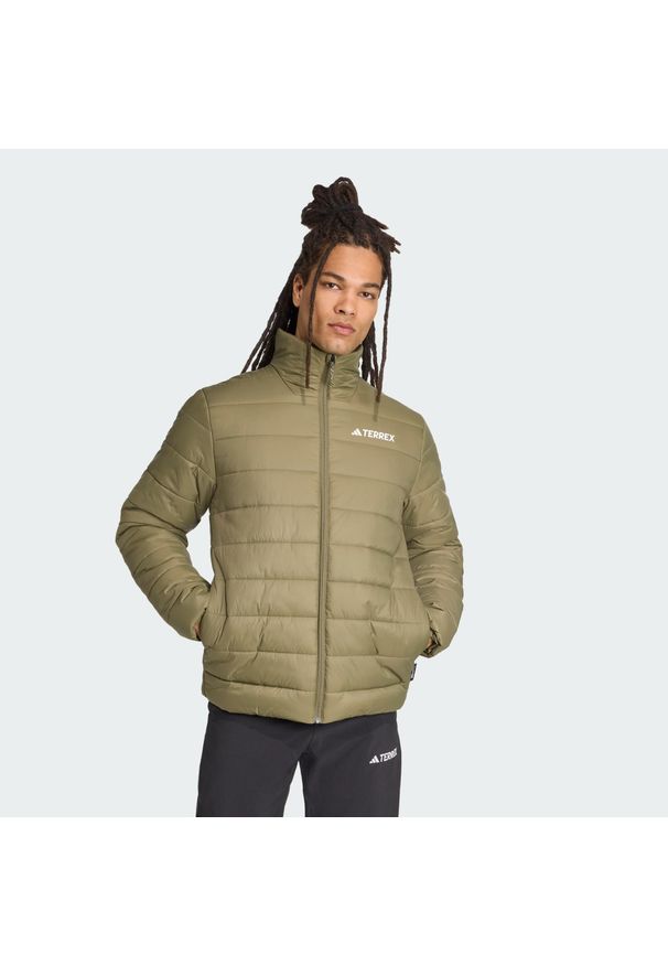 Adidas - Kurtka ocieplana Terrex Multi Essentials. Kolor: beżowy. Materiał: puch. Technologia: ClimaWarm (Adidas). Sport: turystyka piesza