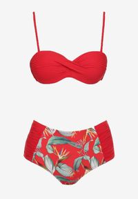 Renee - Czerwone Bikini Dwuczęściowe Usztywniony Biustonosz i Figi z Wzorem Quetella. Kolor: czerwony #5