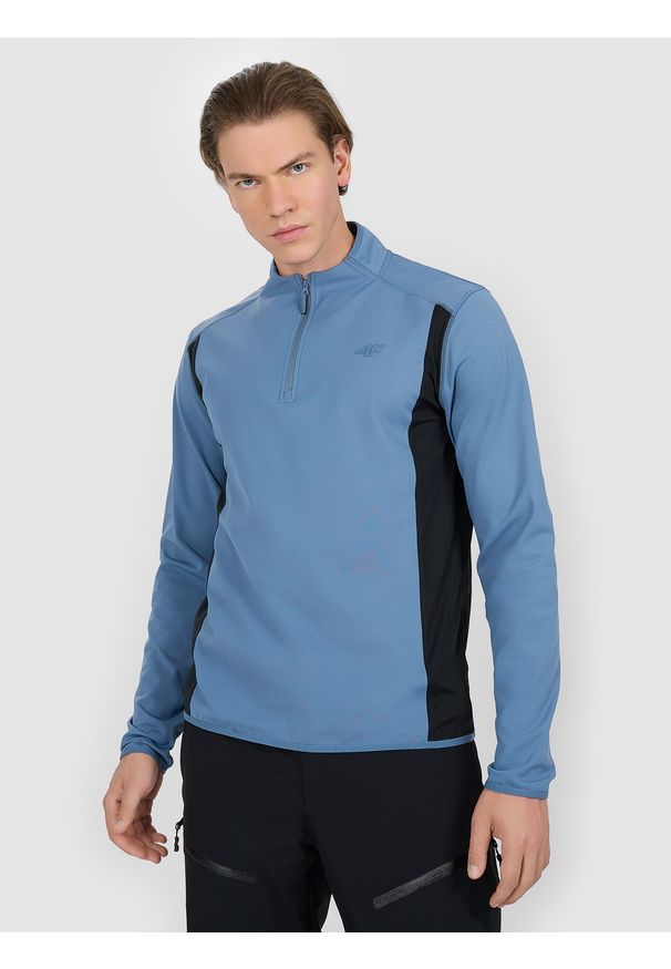 4f - 4F Bielizna termiczna ocieplana (góra) męska - granatowa M. Typ kołnierza: kołnierzyk stójkowy. Kolor: niebieski. Sezon: zima. Sport: turystyka piesza