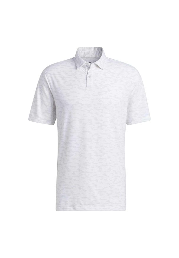 Koszulka polo do golfa męska Adidas Go-To Camo-Print. Typ kołnierza: polo, golf. Kolor: biały. Wzór: nadruk
