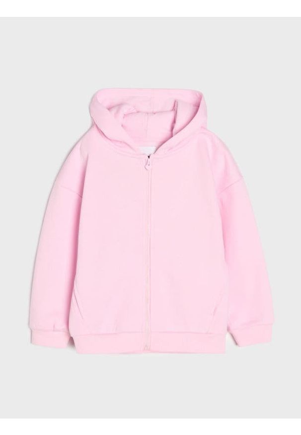 Sinsay - Rozpinana bluza z kapturem - różowy. Typ kołnierza: kaptur. Kolor: różowy