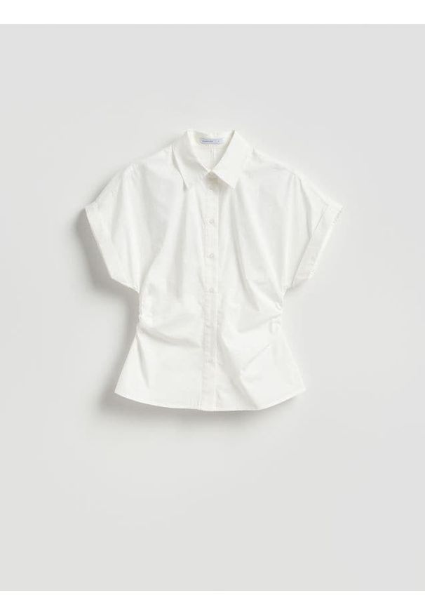 Reserved - Taliowana koszula - biały. Kolor: biały. Materiał: bawełna