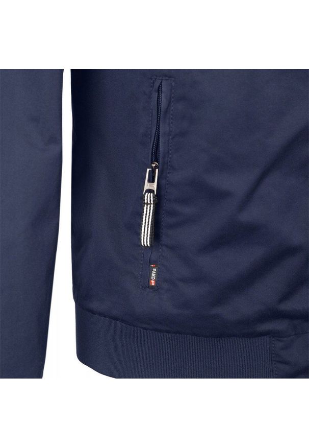 Lekka Bawełniana Wiatrówka, Przejściowa Kurtka Męska - Pako Jeans - Granatowa. Kolor: niebieski. Materiał: bawełna. Sezon: wiosna, jesień