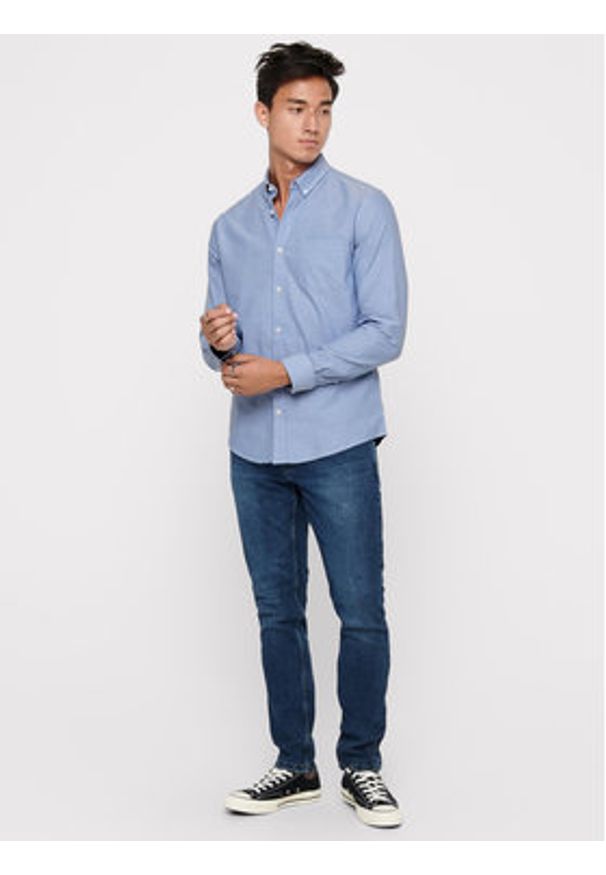 Only & Sons Koszula Alvaro 22006479 Niebieski Slim Fit. Kolor: niebieski. Materiał: bawełna