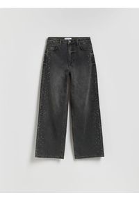 Reserved - Jeansy straight z aplikacjami - czarny. Kolor: czarny. Wzór: aplikacja #1