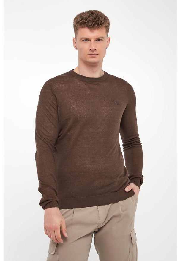 Aeronautica Militare - Sweter męski lniany AERONAUTICA MILITARE. Materiał: len