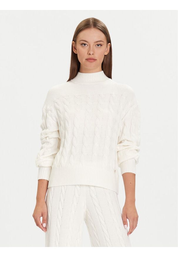 Guess Golf W5BR30 Z1192 Écru Relaxed Fit. Typ kołnierza: golf. Materiał: syntetyk