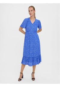 Vero Moda Sukienka codzienna Tirza 10268776 Niebieski Regular Fit. Okazja: na co dzień. Kolor: niebieski. Materiał: wiskoza. Typ sukienki: proste. Styl: casual