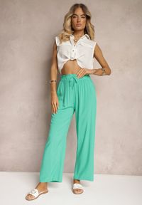 Renee - Zielone Spodnie Karrill. Kolor: zielony. Materiał: wiskoza. Długość: długie. Sezon: lato. Styl: elegancki #3
