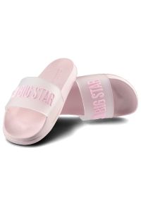 Big-Star - Różowe Klapki Big Star Damskie Buty Na Lato. Okazja: na spacer, do pracy, na plażę. Kolor: różowy. Wzór: napisy. Sezon: lato. Styl: wakacyjny #4