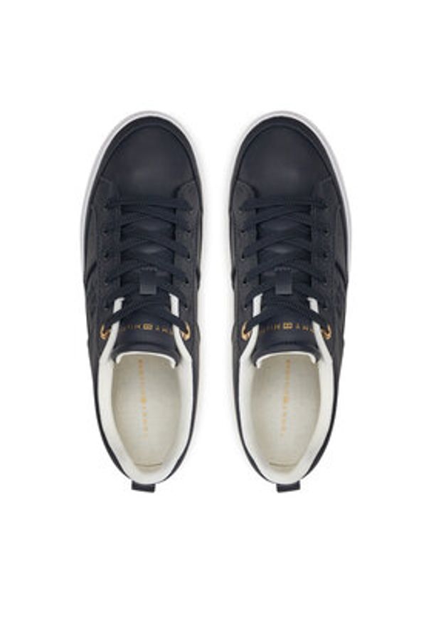 TOMMY HILFIGER - Tommy Hilfiger Sneakersy Essential Vulc Sneaker Monogram FW0FW07945 Granatowy. Kolor: niebieski. Materiał: skóra