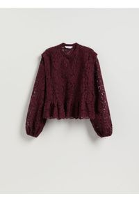 Reserved - Koszula ze strukturalnej tkaniny - bordowy. Kolor: czerwony. Materiał: tkanina